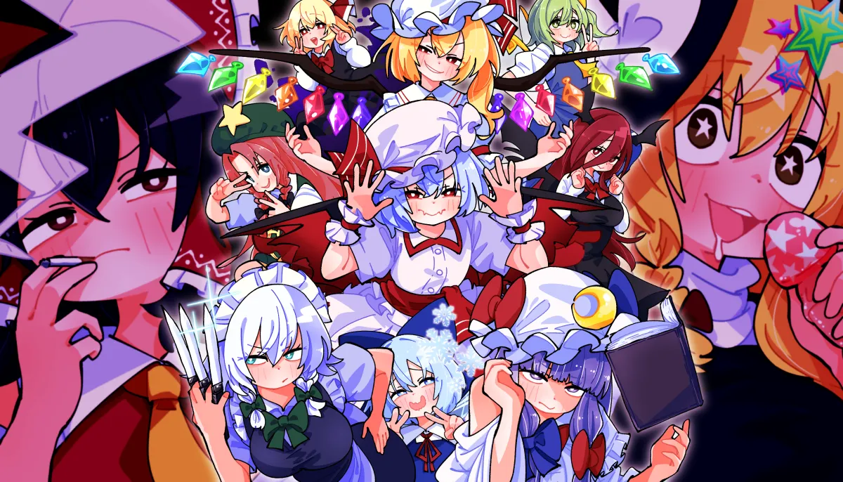 Hakurei Reimu, Kirisame Marisa by Gram 9