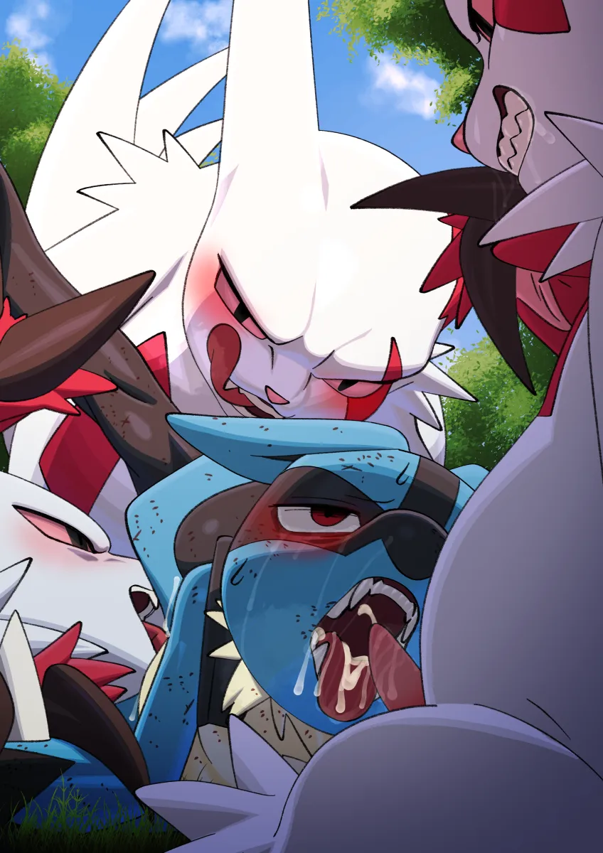 Lucario, Zangoose by Katahane3