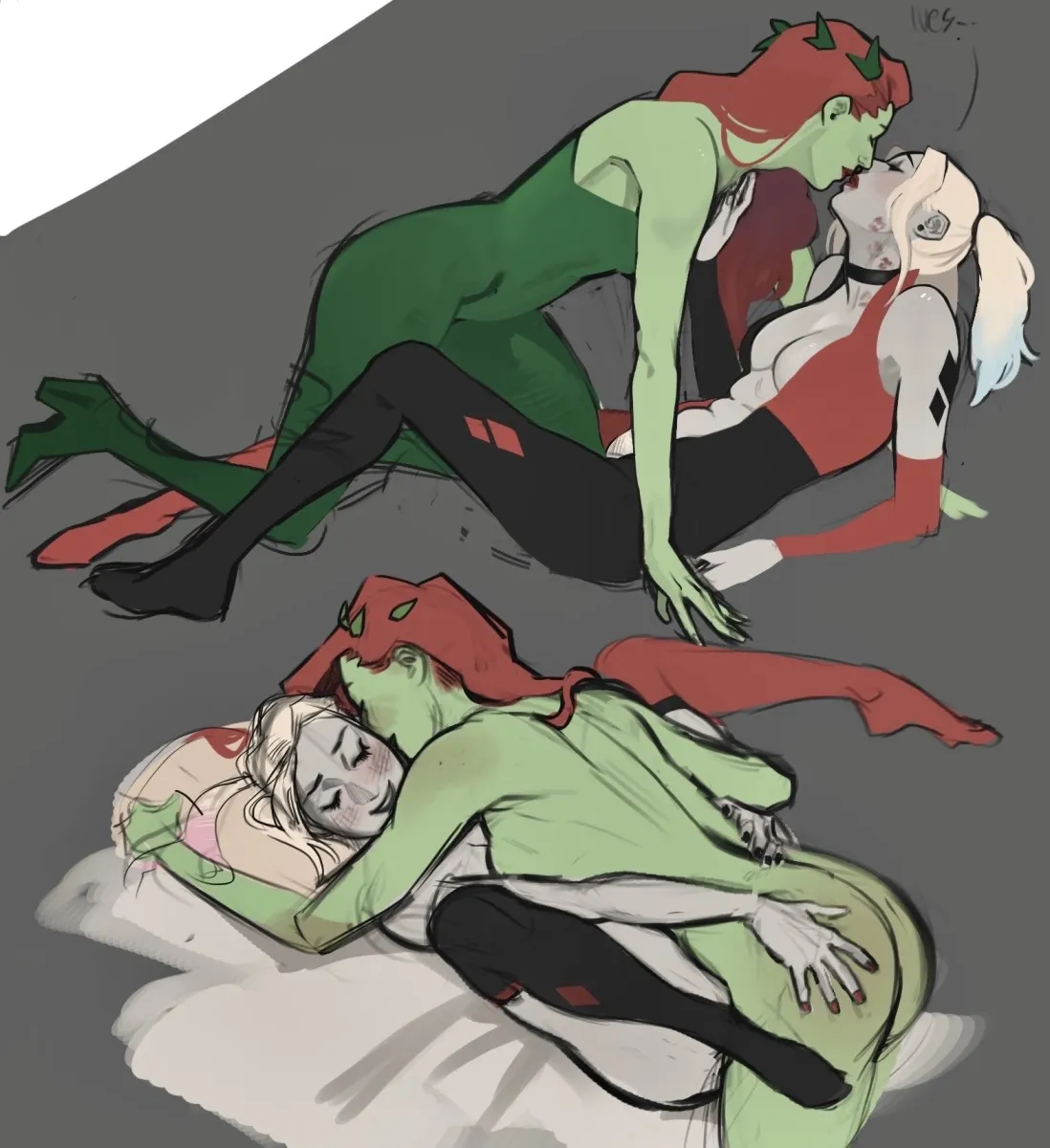 Harley Quinn, Poison Ivy by Boobalore