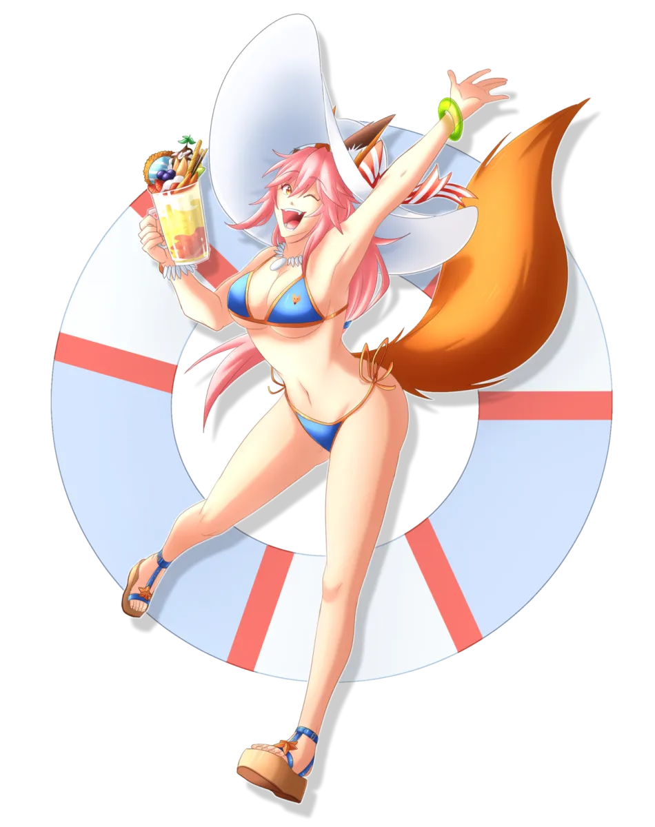 Tamamo No Mae (Fate), Tamamo No Mae (Swimsuit Lancer) (Fate) by Hiffuu