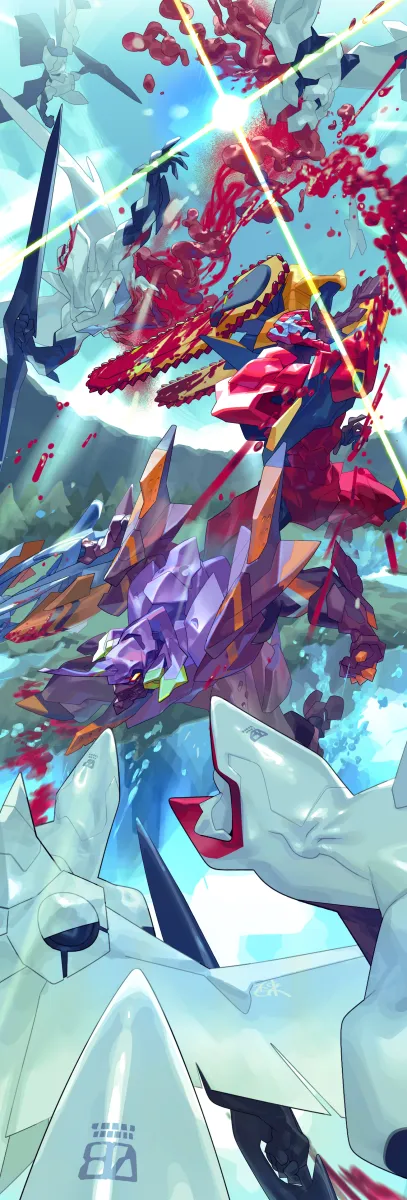 Eva 02, Eva 01 by Inaki Shinrou