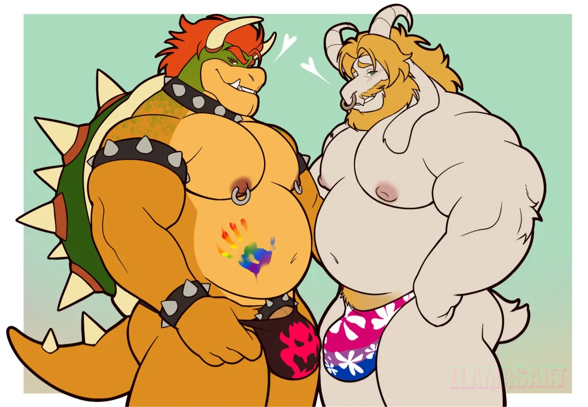 Bowser, Asgore Dreemurr by Lamasart