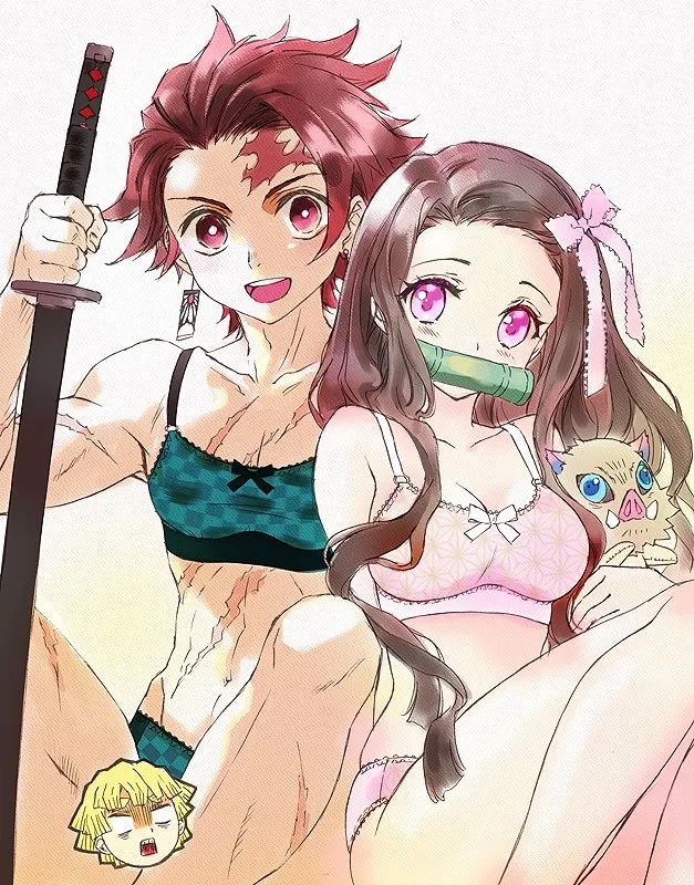 Kamado Nezuko, Kamado Tanjirou by Carnelian