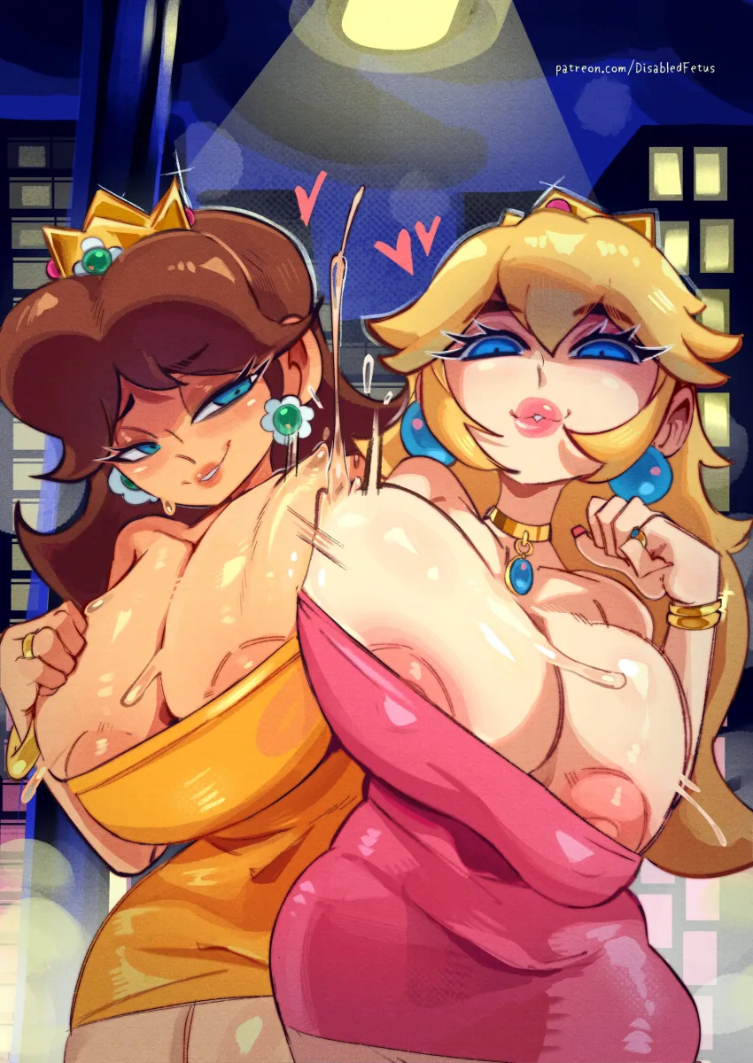 Princess Peach, Princess Daisy by Disabledfetus
