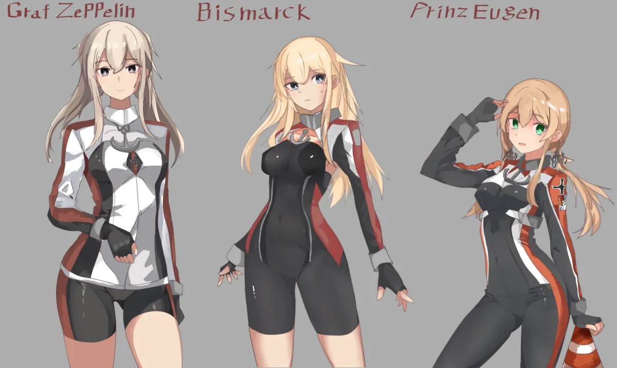 Prinz Eugen (Kancolle), Bismarck (Kancolle) by Miron (Mirona33)