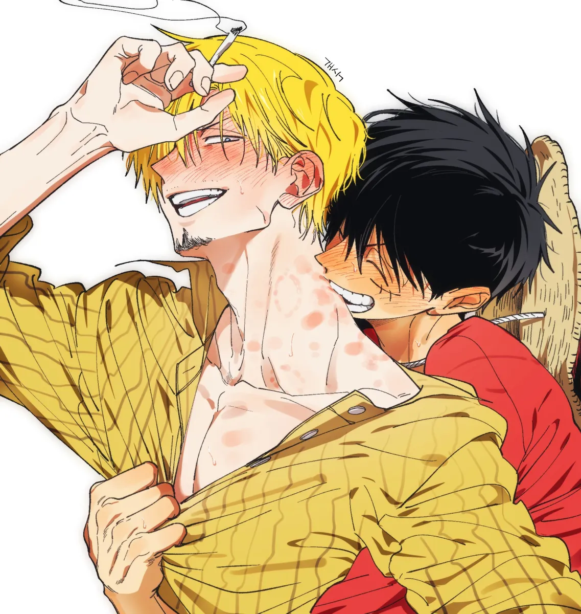 Monkey D. Luffy, Sanji (One Piece) by Qkdrkqkdrks2