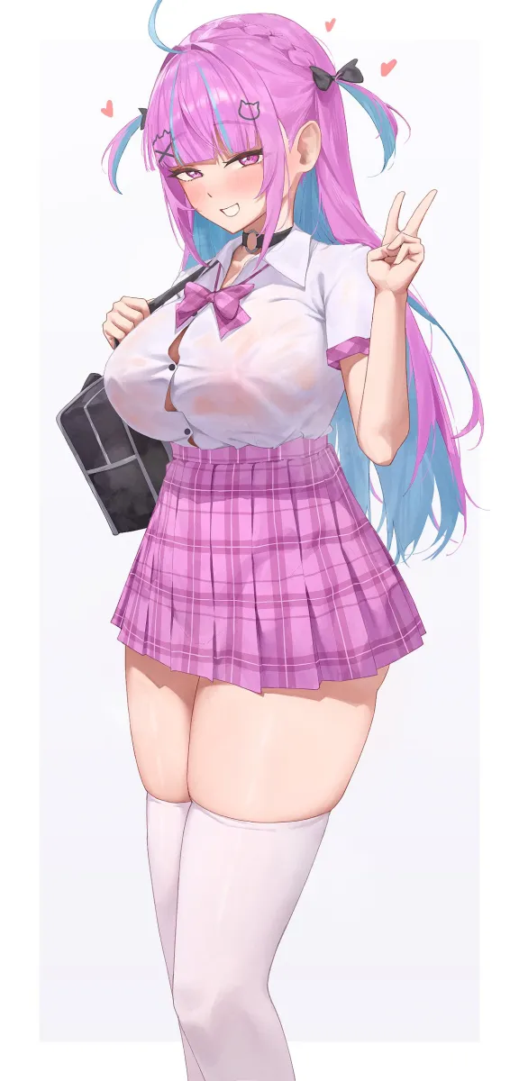 Minato Aqua, Minato Aqua (School Uniform) by Zetacat