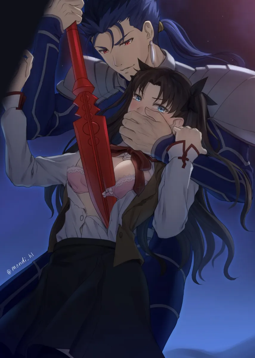 Tohsaka Rin, Cu Chulainn (Fate) by Mondi Hl