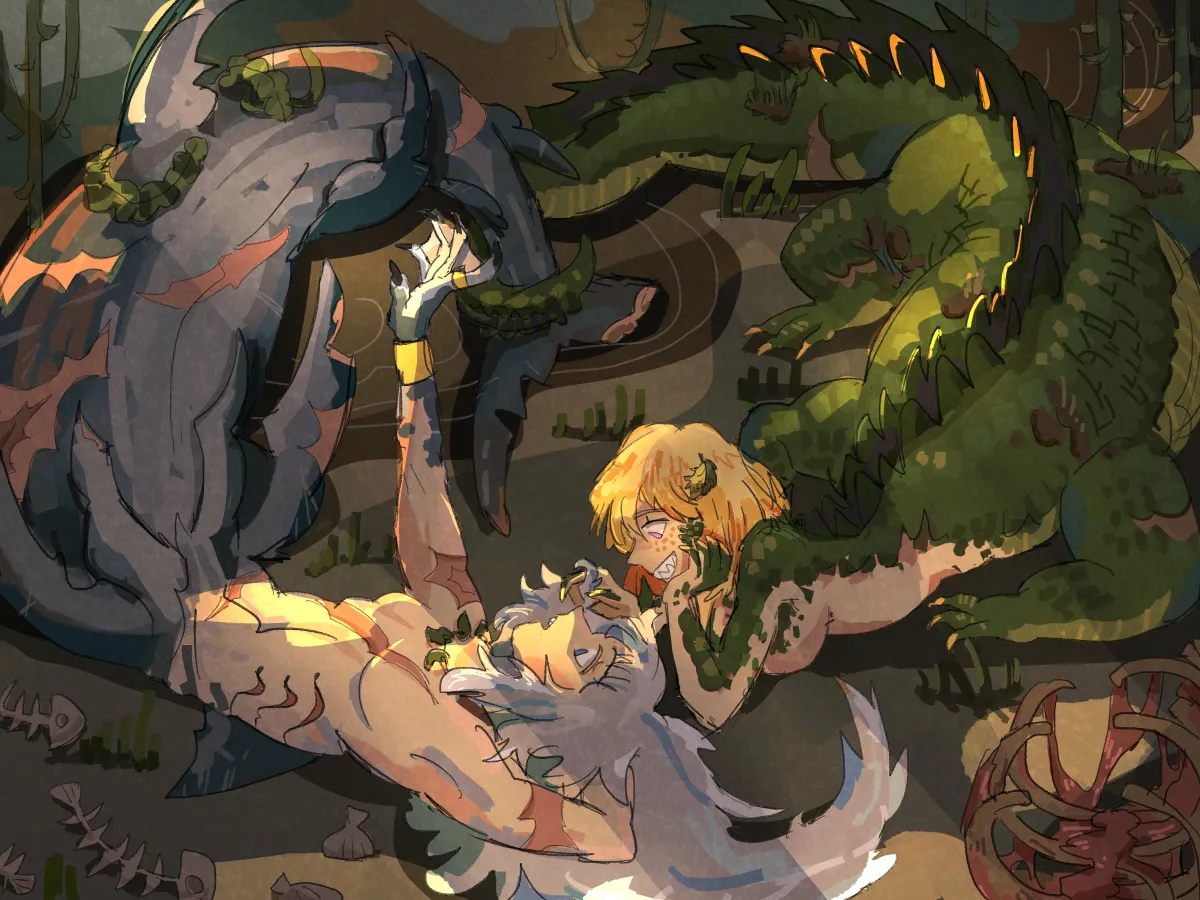 Gawr Gura, Watson Amelia by Parqufear