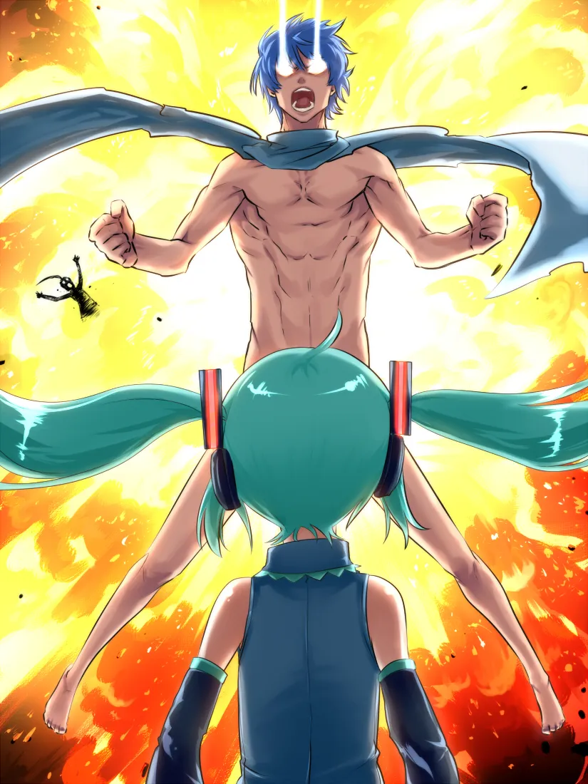 Hatsune Miku, Kaito (Vocaloid) by Kuroino (Kuroyashiro)
