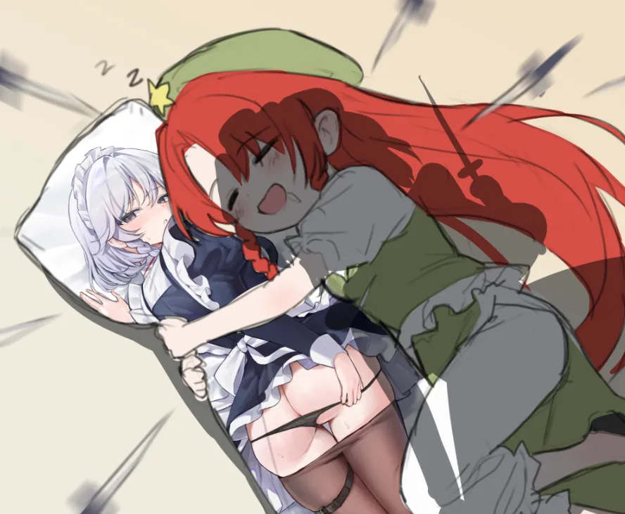 Izayoi Sakuya, Hong Meiling by Sarukana