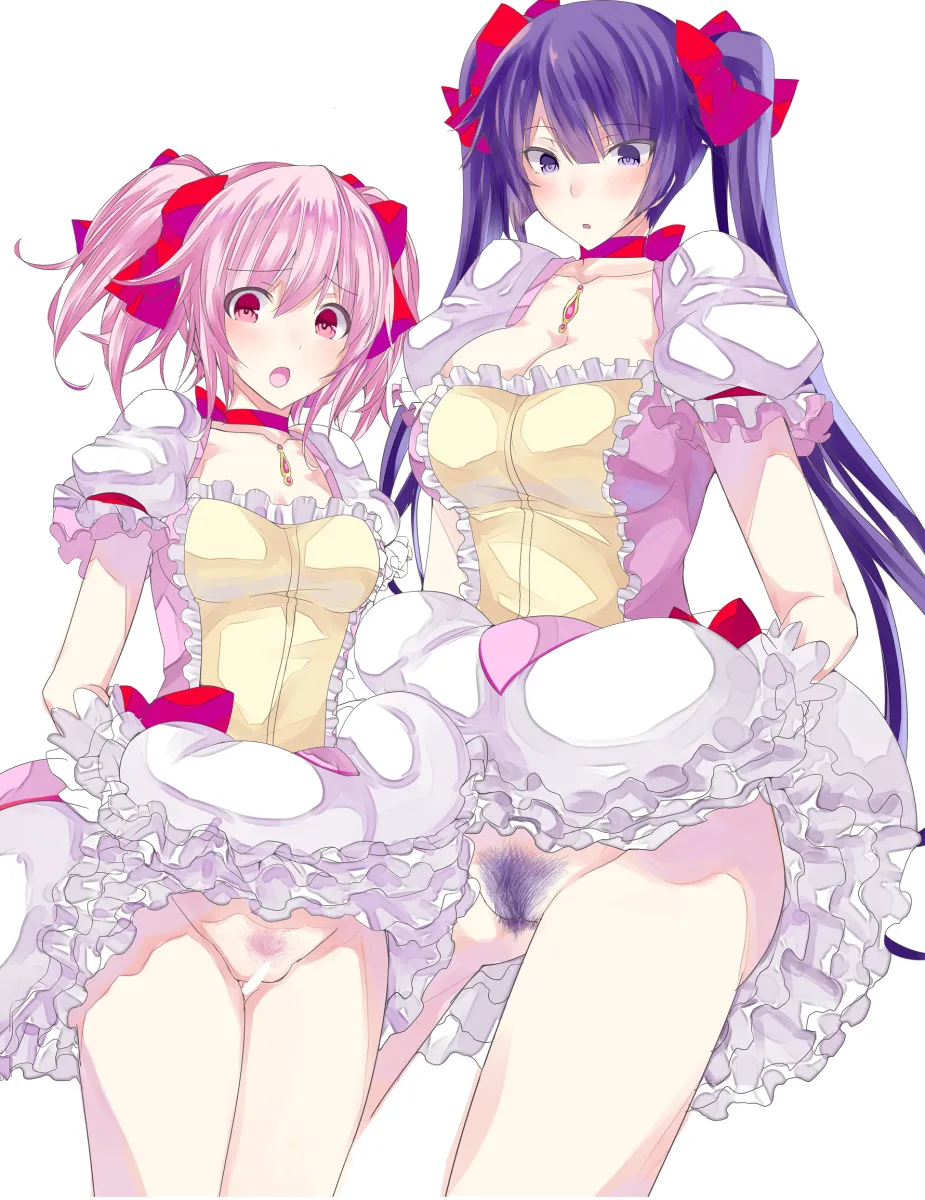 Kaname Madoka, Senjougahara Hitagi by Rihito Akane