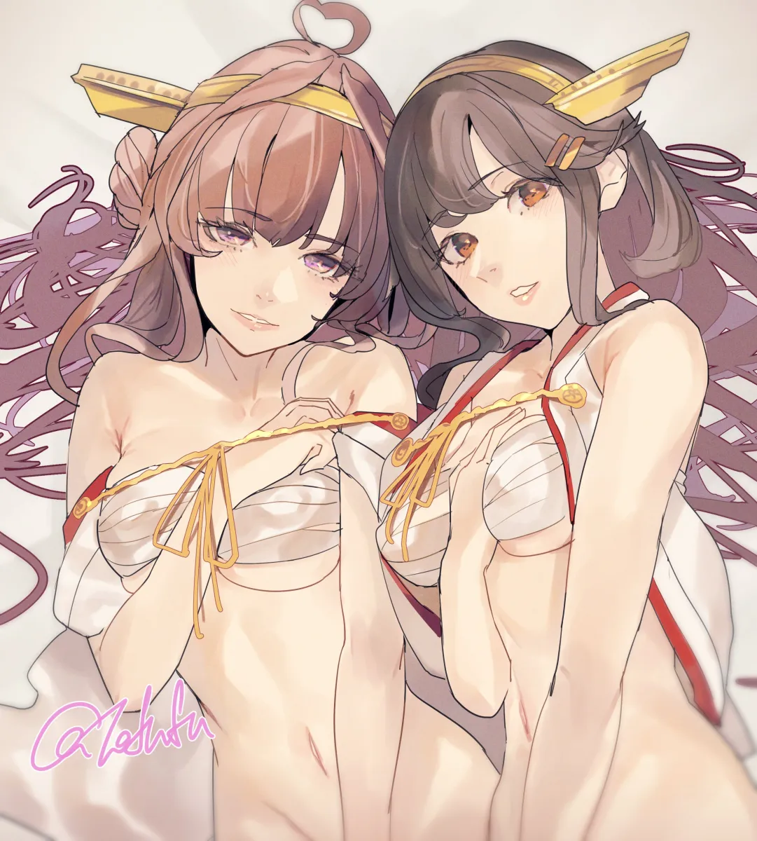 Kongou (Kancolle), Haruna (Kancolle) by Fuwafuwatoufu