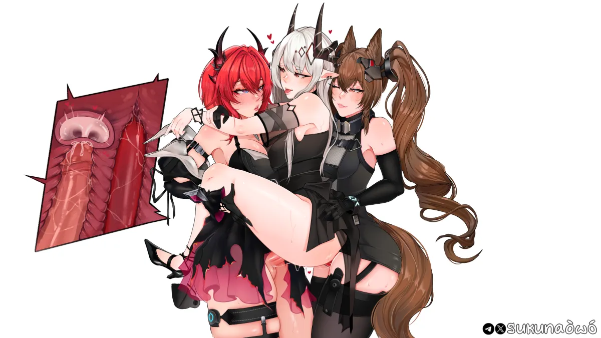 Angelina (Arknights), Surtr (Arknights) by Sukunaowo