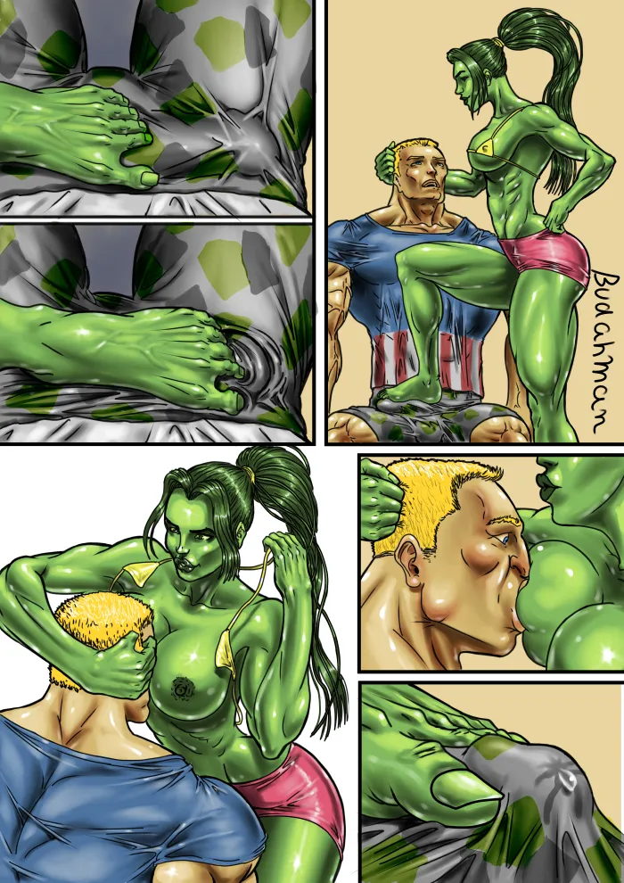 Captain America, She-Hulk by Budahman