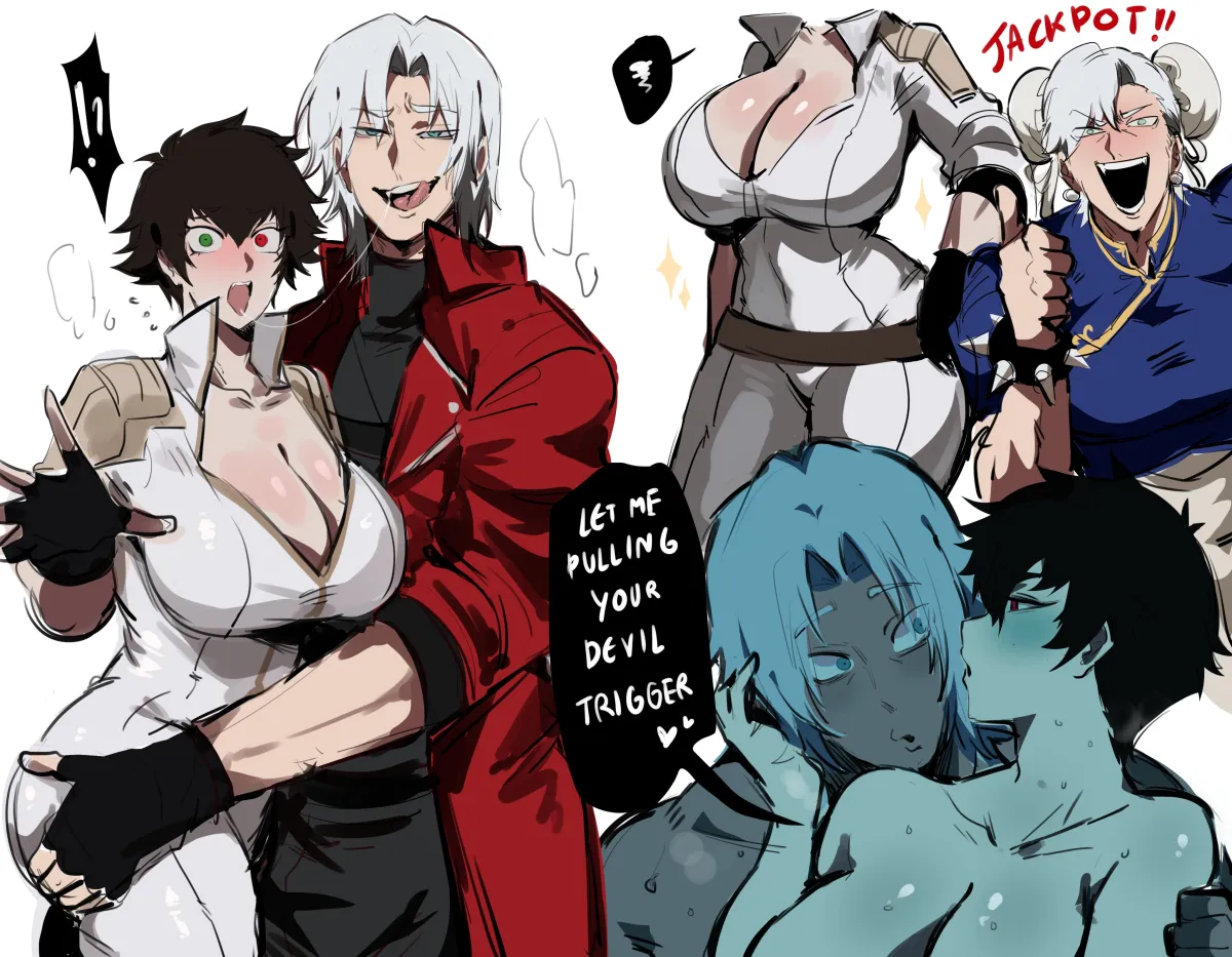 Chun-Li, Dante (Devil May Cry) by Kurenaiz (Kuayrenaiz)