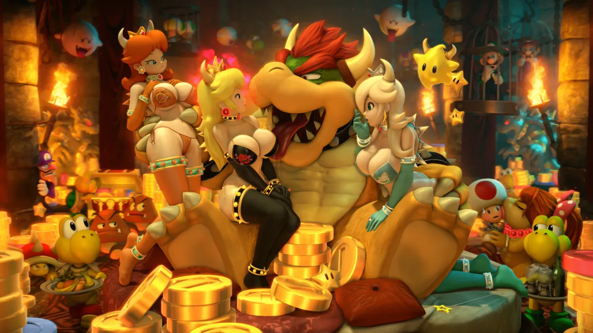 Princess Peach, Mario by Urbanator