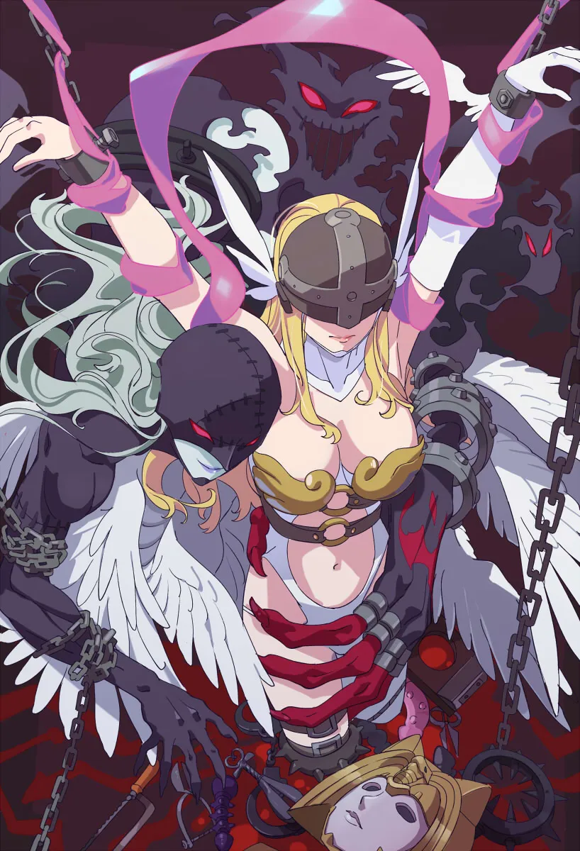 Angewomon, Ladydevimon by Futa Yuri Ryona