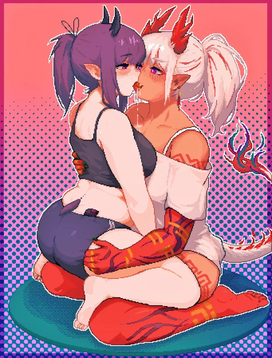 Nian (Arknights), Lava (Arknights) by Caffichai