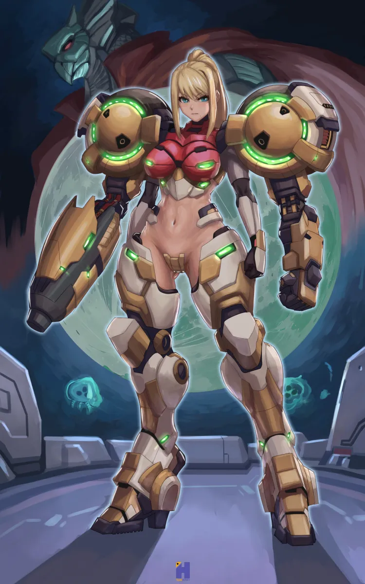 Samus Aran, Metroid (Creature) by Swwhenry