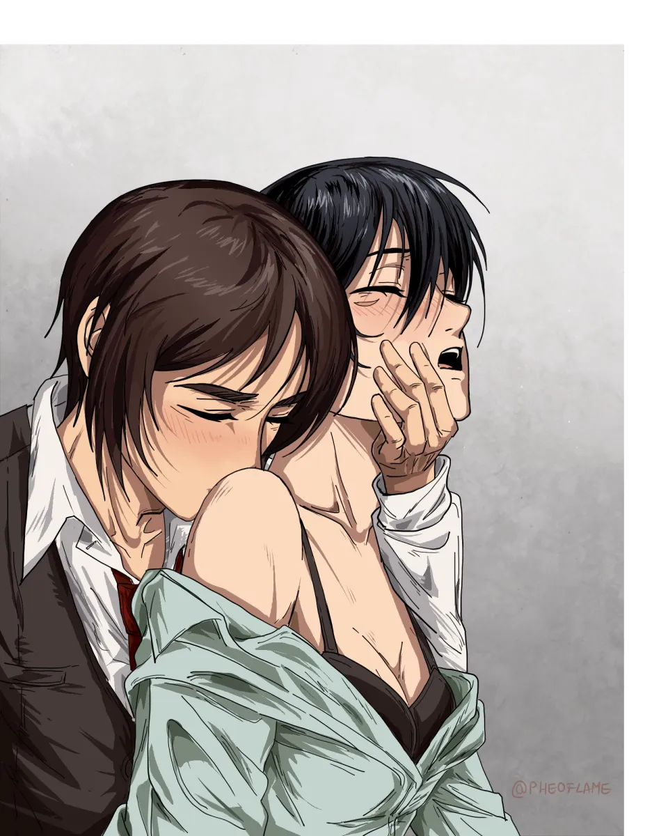 Mikasa Ackerman, Eren Yeager by Pheoflame