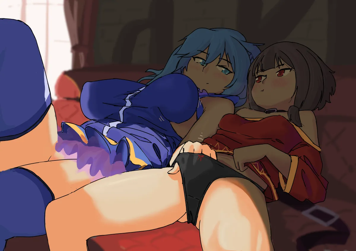 Megumin, Aqua (Konosuba) by Qarimune