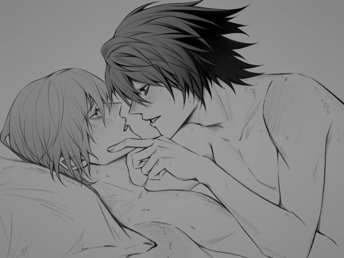 Yagami Light, L (Death Note) by Zanorora